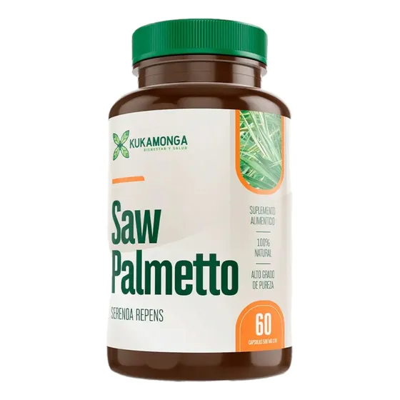 Saw Palmetto 60 Cápsulas | Salud De Próstata 60 Cápsulas | 1000 Mg | Cápsulas Veganas | Dura 1 Mes | Kukamonga