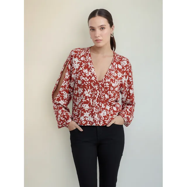 Camisa Mujer Manga Larga  711g008 Rojo