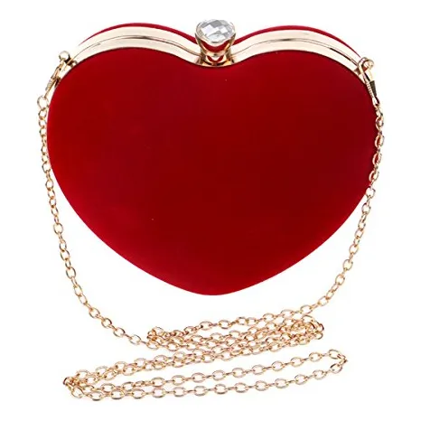 Danse Jupe Mujer Velvet Heart Shape Clutch Bolso De Kk66d