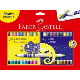 Caneta HidrogrĂĄfica Bicolor 48 Cores Marca Faber-castell Caneta HidrogrĂĄfica Bicolor 48 Cores Marca Faber-castell