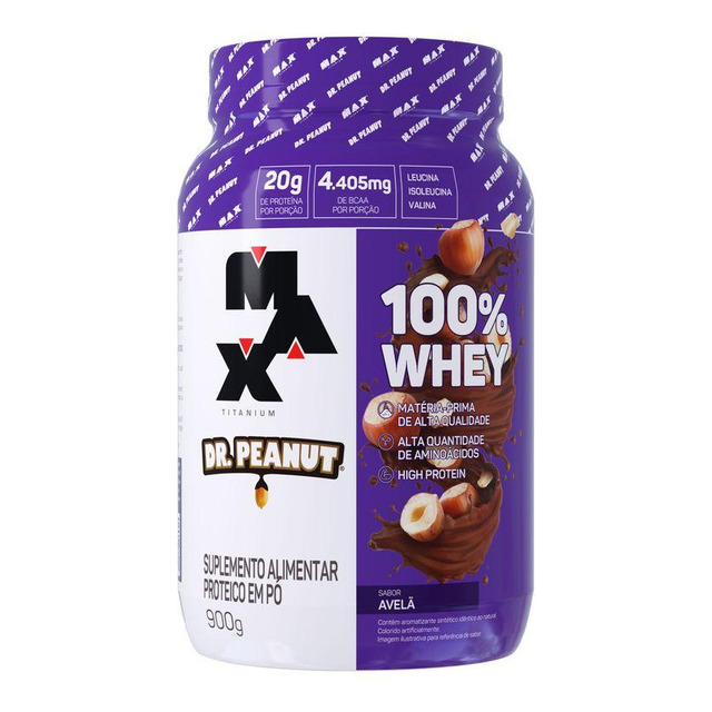 100% Whey Max Titanium X Dr. Peanut 900g Sabor Avelã 100% Whey Max Titanium X Dr. Peanut 900g Sabor Avelã