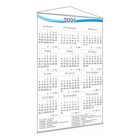 Banner Calendário 2025 Fases Da Lua Feriados Grande P Parede