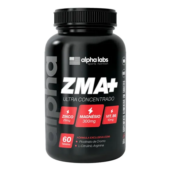 ZMA Alpha Labs Suplemento Zinco Magnésio Vitamina B6 Sem Sabor 76g