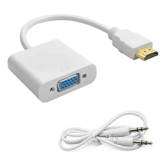 Adaptador De Hdmi A Vga Para Video Conversor Con Audio Clic