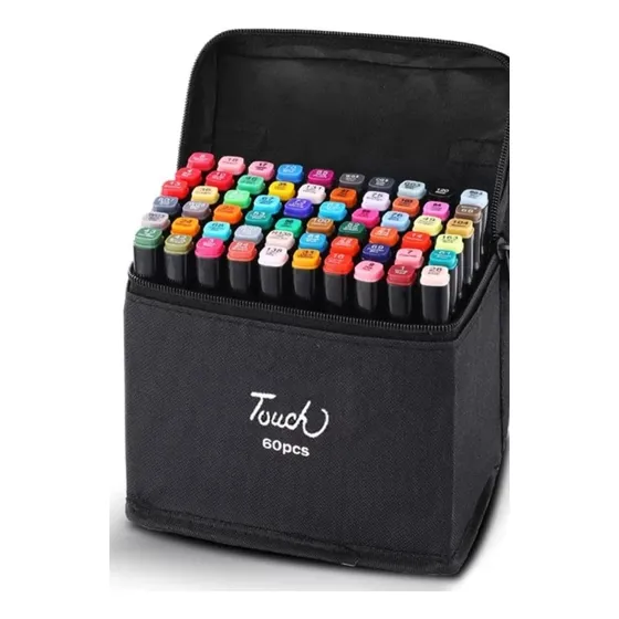 Marcadores Plumones Doble Punta 60 Colores Twin Marker 