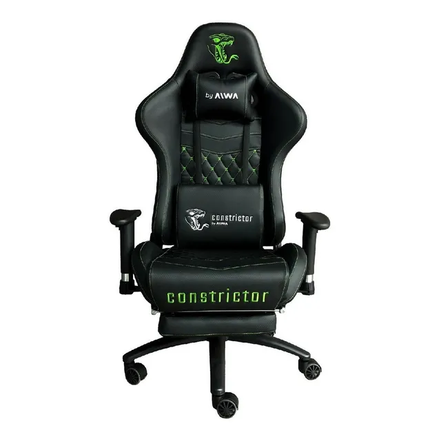 Silla de escritorio Constrictor Superciliosa SIC-3001 gamer ergonómica negra con tapizado de cuero sintético y poliuretano
