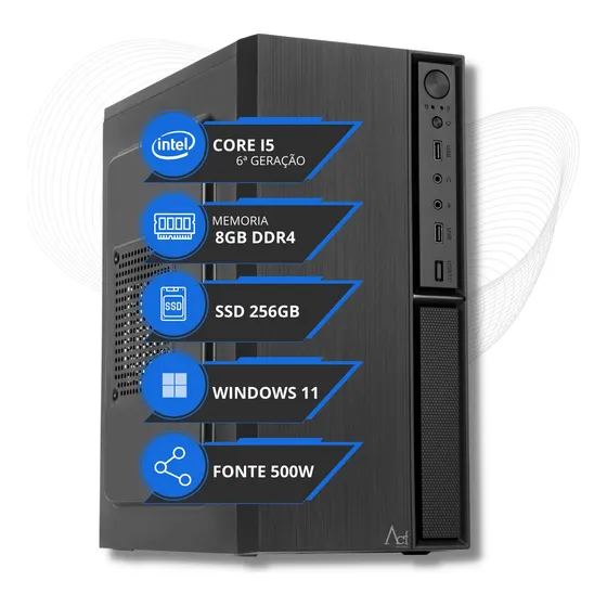 Pc Cpu I5 6ª Geração 3.3ghz 8gb Ram Ddr4 Ssd 256gb 500w