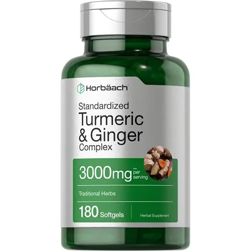 Suplemento Horbaach, Cúrcuma Y Jengibre, 3000 Mg, 180 Cápsul