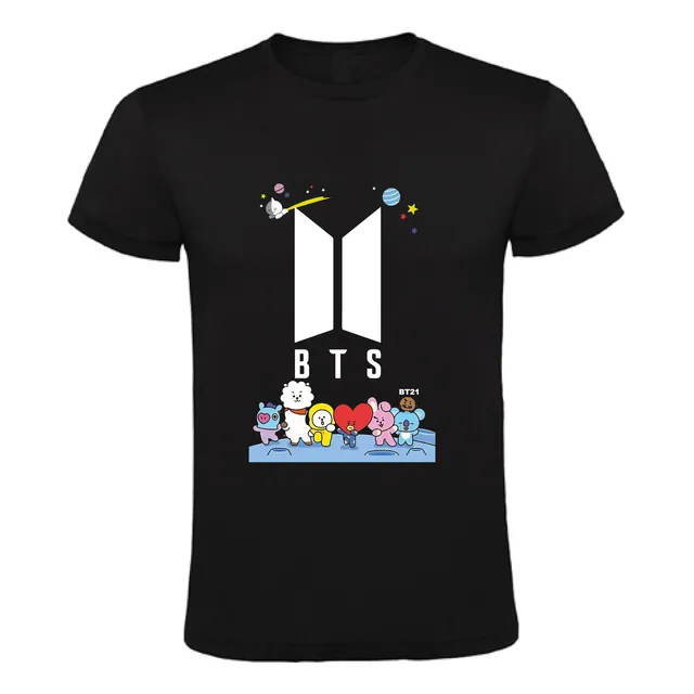 Remera Negra Bts, Bt21 Mod3 Unisex