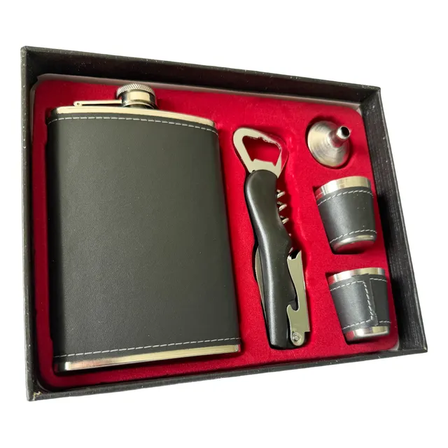 Kit Cantil Porta Bebidas Abridor Funil Copo Whisky Full