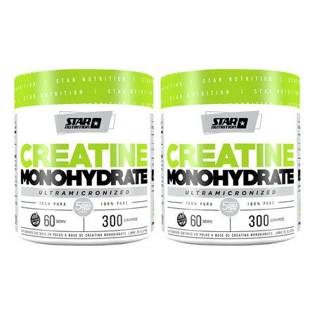 Pack De 2 Unidades De Suplemento Star Nutrition Creatina 100% Pura Sabor Sin Sabor De 300g En Pote Pack De 2 Unidades De Suplemento Star Nutrition Creatina 100% Pura Sabor Sin Sabor De 300g En Pote