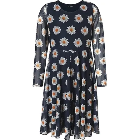 Vestido Desigual Ariadna Talla 7/8 Azul Con Flores Blancas