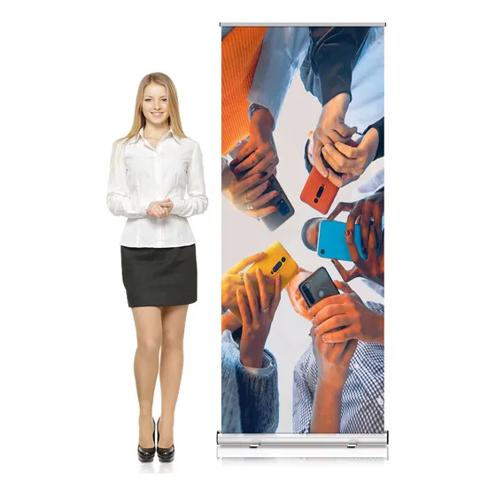 Kit 2 Porta Banner Roll Up 2,0x0,80cm Suporte Retrátil Case
