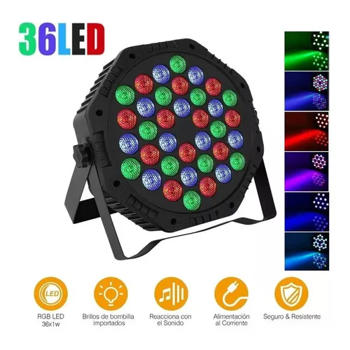 Luz de escenario LED tacho par Led 36X1 220V luces color rgb