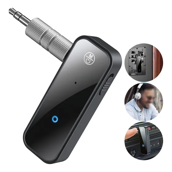 Receptor Bluetooth 5.0 Para Auto Música Audio Estéreo Adaptador 3.5mm Gomita Negro