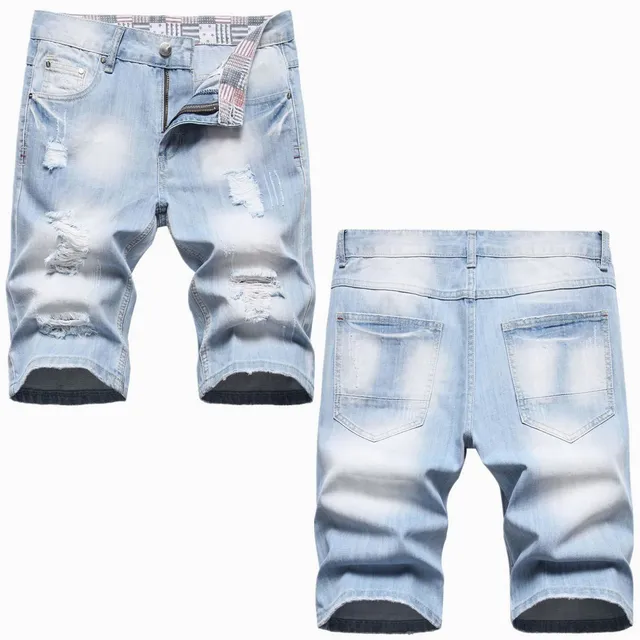 Pantalones Cortos De Mezclilla Flexible Para Hombre