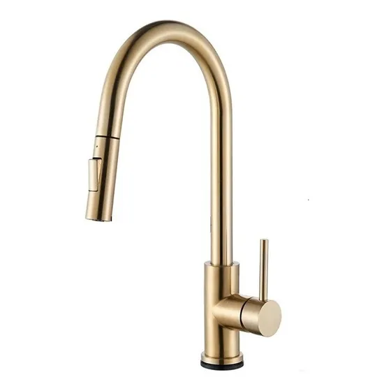 Torneira Gourmet Extensível Dourada Ouro Com Sensor