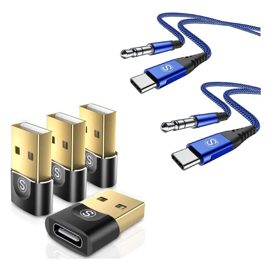 Sweguard Adaptador Usb C Hembra Macho 4 Tipo Cable Auxiliar