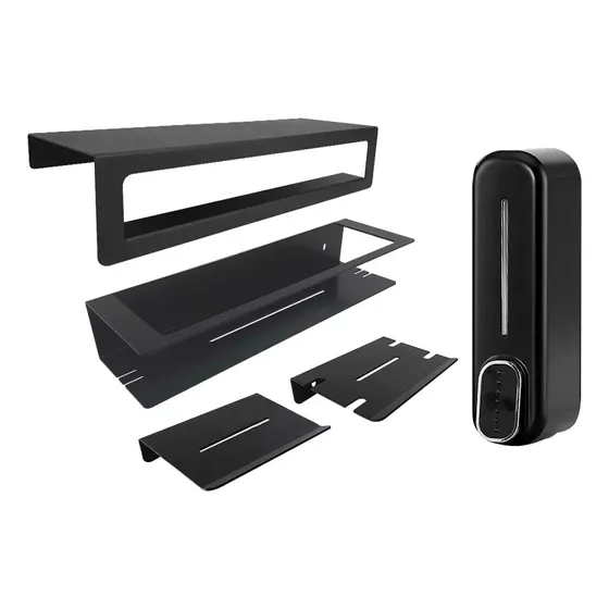 Kit Combo Baño Sanitario X 5 Piezas Acero Inox Negro Premium