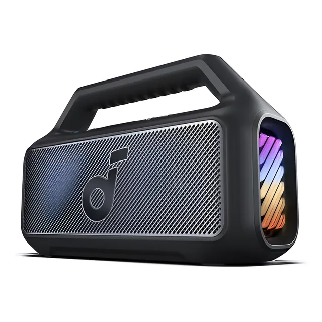 Caixa De Som Bluetooth Portátil Soundcore Boom 2 Com Bateria Original Amplificada 80w 24h De Reprodução Bassup 2.0 Subwoofer Ipx7 À Prova Dágua E Poeira Power Bank Show De Luzes Tws Estéreo Preto