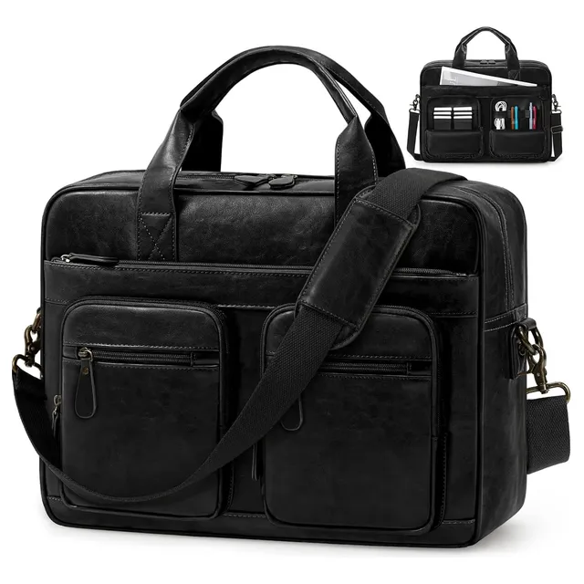 Portafolio Computadora Hombre Retro Viaje De Piel Vegana