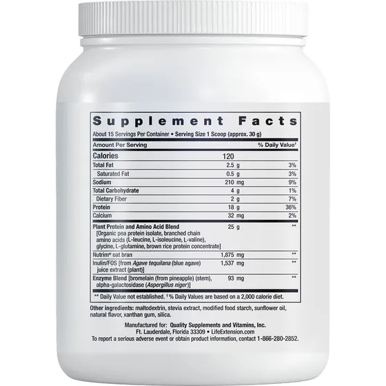 Complejo Proteico Vegetal Protein Life Extension, Vainilla, 