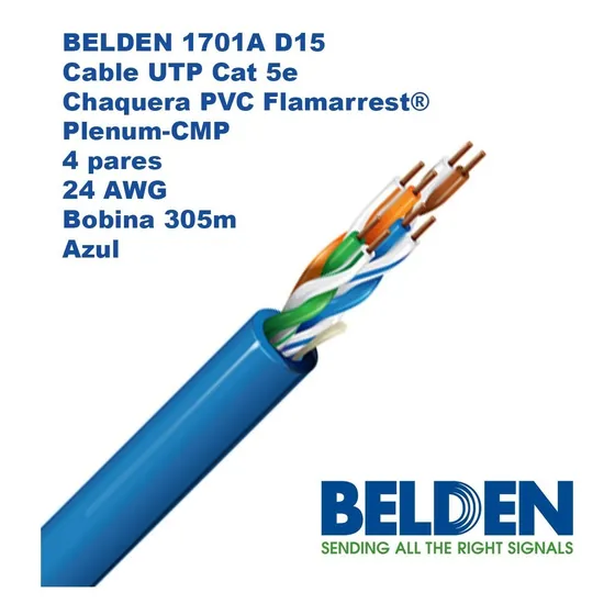 Belden 1701a D15 -  Cable Red Cat5e, Plenum-cmp, 24 Awg