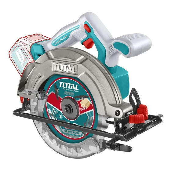 Sierra Circular Inalámbrica Total 20v - Motor Brushless, Sin Carbones - 6.1/2 Pulgadas, 165mm - 5.200rpm - Incluye 1 Disco De Corte - No Incluye Batería Ni Cargador - TSLI1652