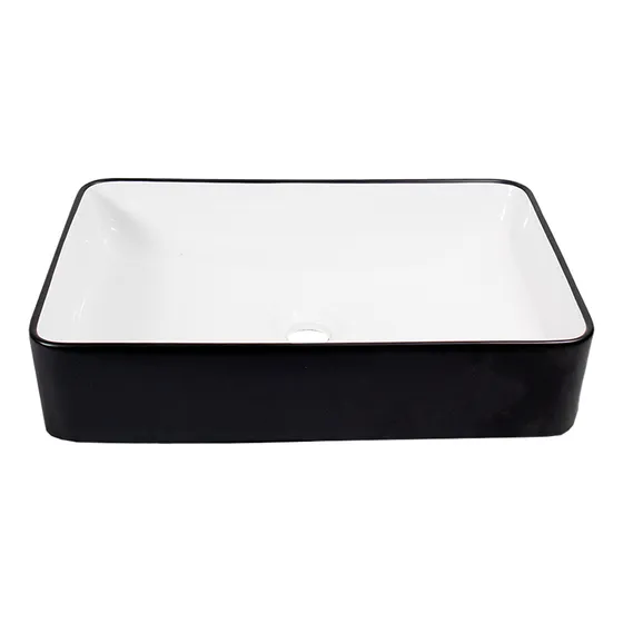 Lavabo Negro Ceramico Rectangular Fondo Blanco De Lujo