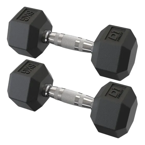 Par De Halteres 8kg Dumbbell Sextavado Emborrachado