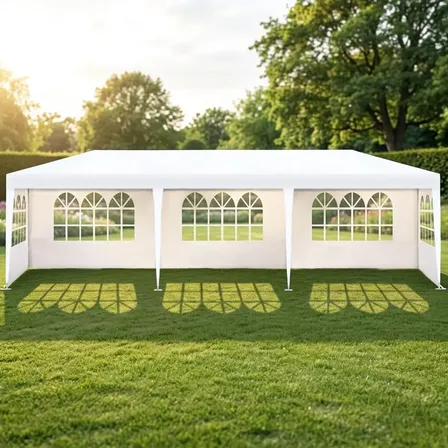 Toldo Carpa 3x9mt 3 Paredes Retráctil Lona Impermeable Acero Blanco