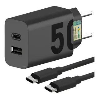 Carregador Turbo 50w Tipo C Para Samsung Motorola Xiaomi LG Preto