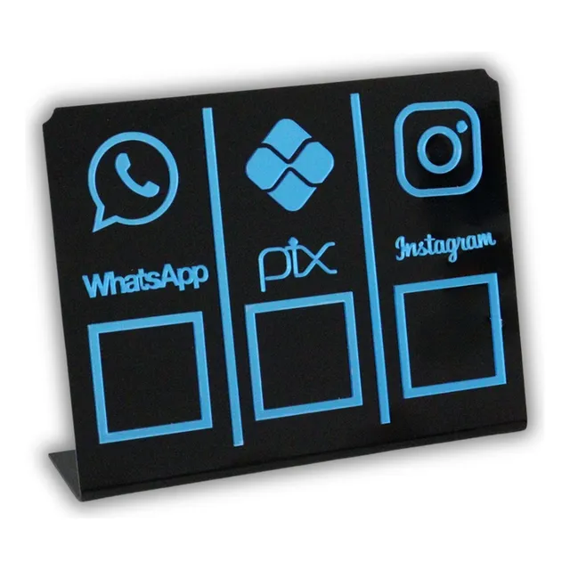 Placa Pix,whats E Insta Para Pagamento Qr Code Preta
