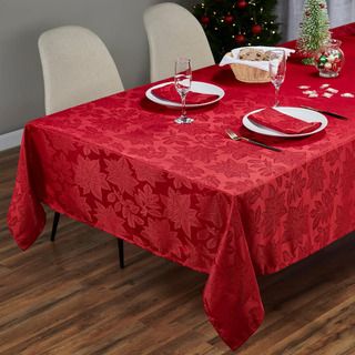 Mantel Navideño Hoja Roja (60x126 Pulgadas) Tela Resistente Mantel Navideño Hoja Roja (60x126 Pulgadas) Tela Resistente