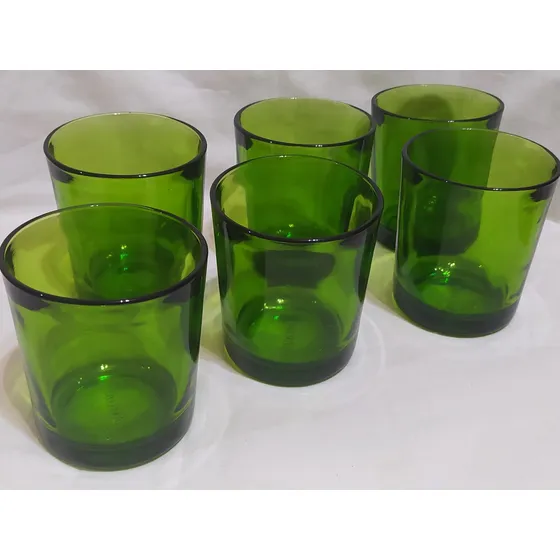 Juego De 6 Vasos Retro Color Verde Jade Marca Durax