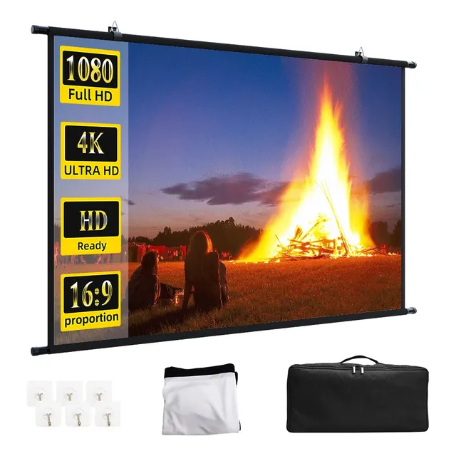 Pantalla Para Proyector Enrollable 120 Pulgadas Plegable