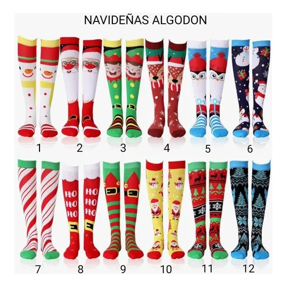 Medias Navideñas Navidad De Algodon Debajo De La Rodilla