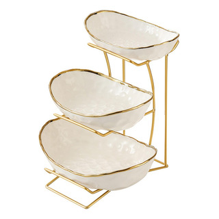 M Frutero De Cerámica Para Encimera De Cocina, 3 Capas Oro M Frutero De Cerámica Para Encimera De Cocina, 3 Capas Oro