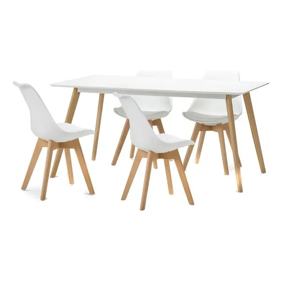 Juego De Comedor Mesa Eames+6 Sillas Tulip Acolchonadas