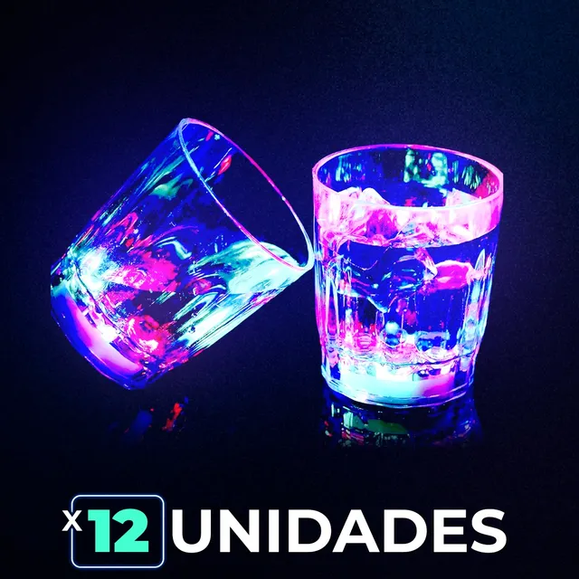 12 Vasos Shot Luces Led Hora Loca Cotillón
