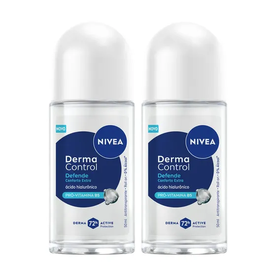 Kit Desodorante Derma Control Defende Roll-on Com 50ml 2 Unidades Nivea