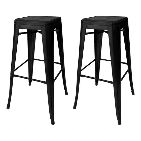 Set X2 Taburetes Altos Tolix Barra - Desillas Color Tono Negro Mate
