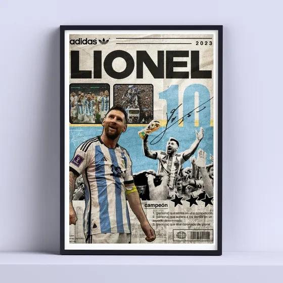 Cuadro Messi Campeon Definicionfutbol 30x40cm Listo P Colgar
