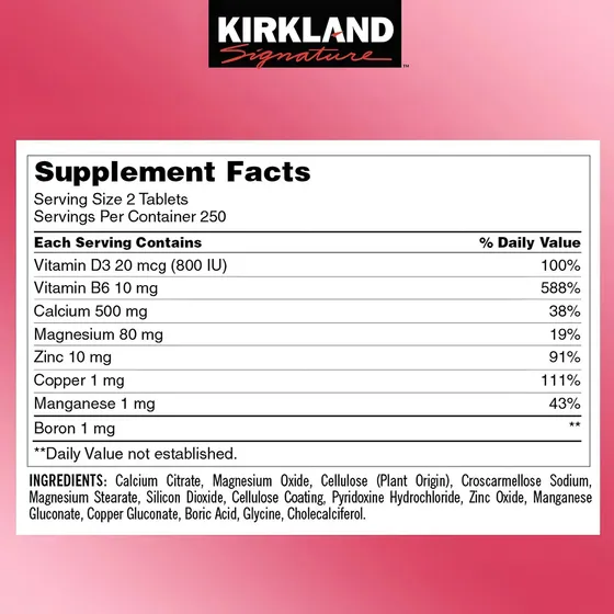 Kirkland Calcio Citrato, Magnesio, Zinc, Vitamin D3 500 Tabs | Cuotas sin interés