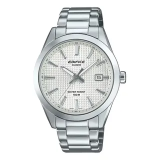 Reloj, Casio, Efv-160d-7avcr Correa Plateado Bisel Acero Fondo Gris