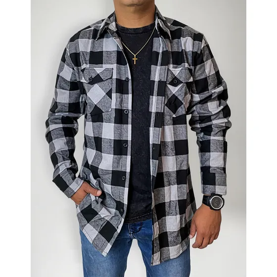 Camisa Leñadora Hombre Sobrecamisa Franela Manga Larga