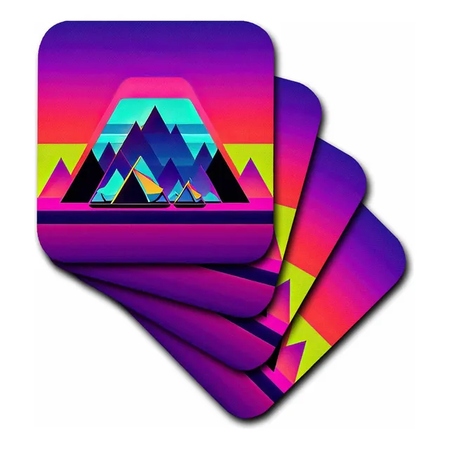 Genial Arte Abstracto Colorida Tienda Campaña Montaña Feliz