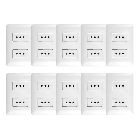 Pack 10 Tomacorriente Doble 10a 250v Blanco