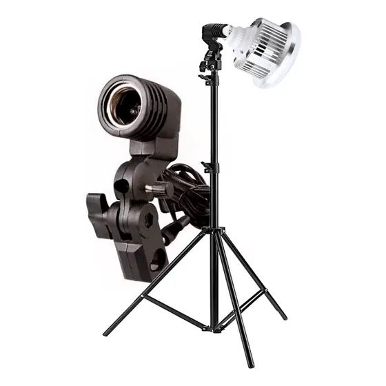 Kit Bocal Lâmpada Profissional E27 Suporte Tripé Pedestal