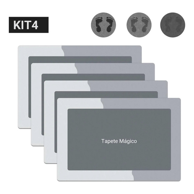 Kit 4 Tapete Banheiro Antiderrapante Absorvente Magico 40x60 Kit 4 Tapete Banheiro Antiderrapante Absorvente Magico 40x60